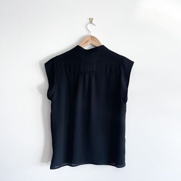 Sweet Rain Blouse Black Sleeveless Front Gold Zipper Women's M Semi-Sheer - Picture 2 of 6